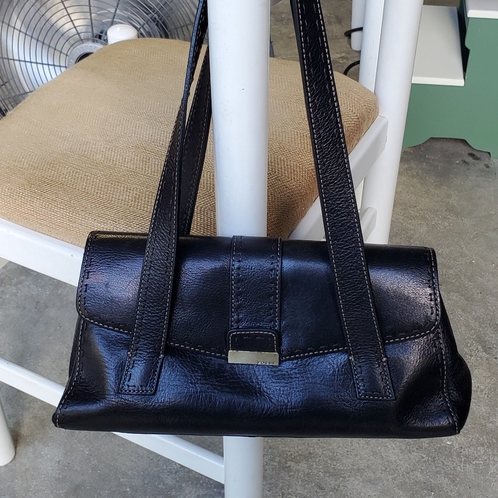 Fossil Black Leather Shoulder Bag